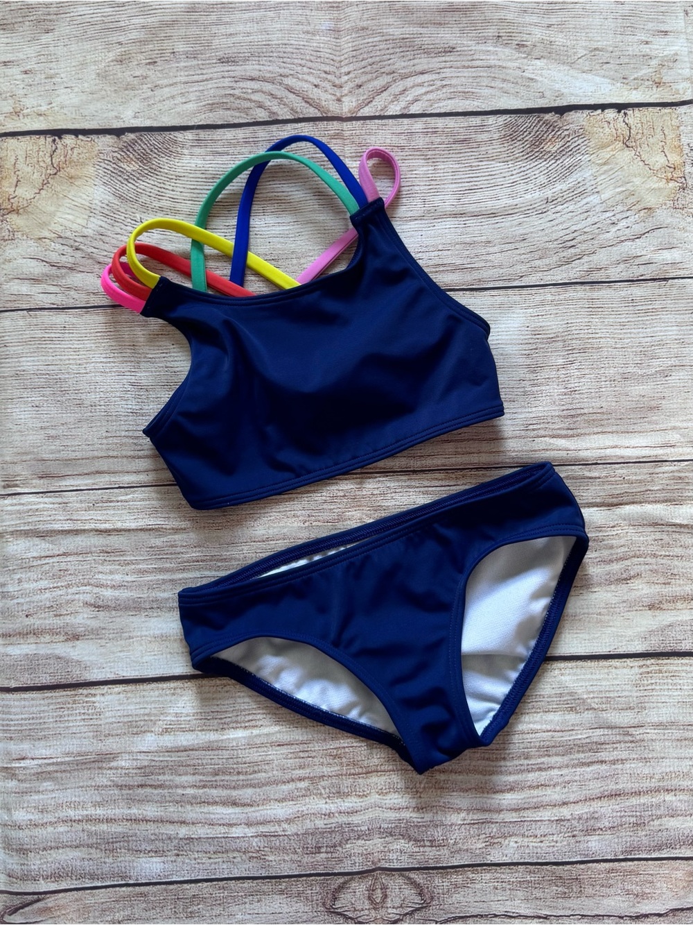 Mini Boden Rainbow Strap Swimsuit